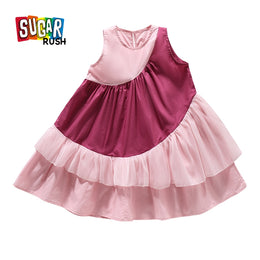 Girls Round Neck Sleeveless Fit And Flare Maxi Dress