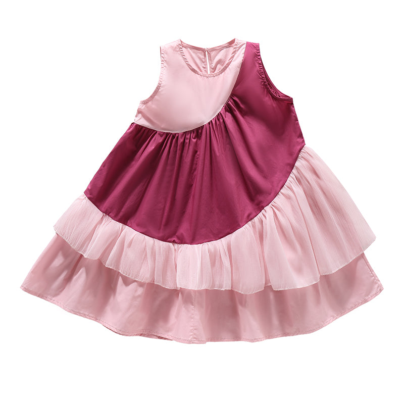 Girls Round Neck Sleeveless Fit And Flare Maxi Dress