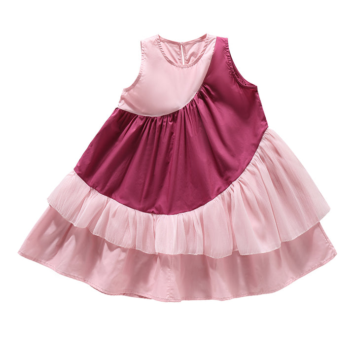 Girls Round Neck Sleeveless Fit And Flare Maxi Dress