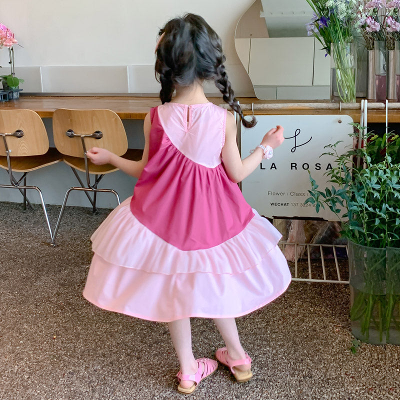 Girls Round Neck Sleeveless Fit And Flare Maxi Dress