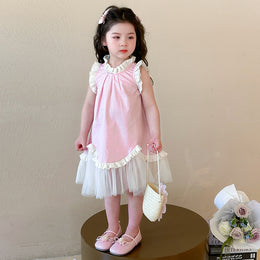 Girls Net A-Line Midi Dress