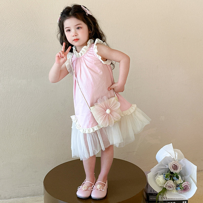 Girls Net A-Line Midi Dress