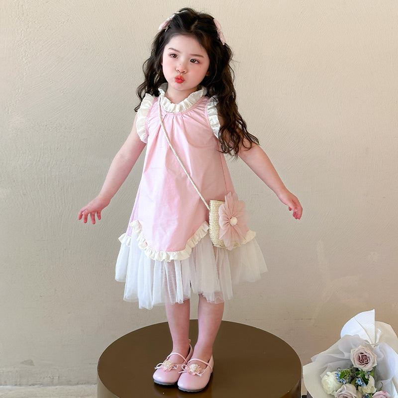 Girls Net A-Line Midi Dress