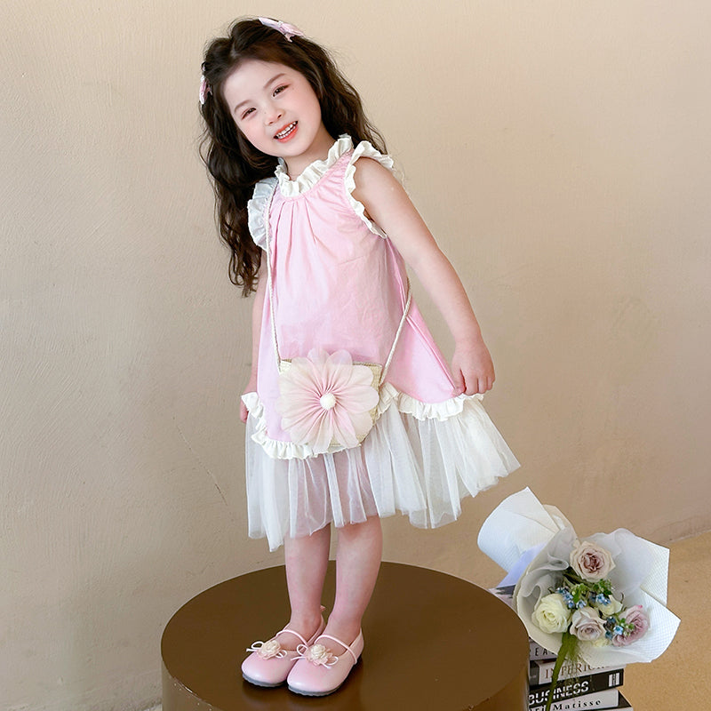 Girls Net A-Line Midi Dress
