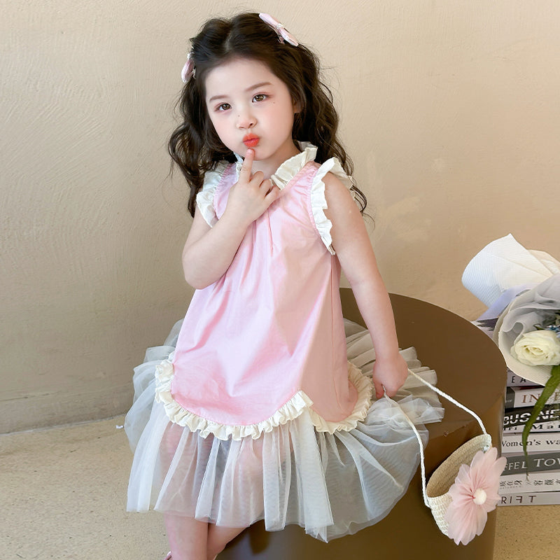 Girls Net A-Line Midi Dress