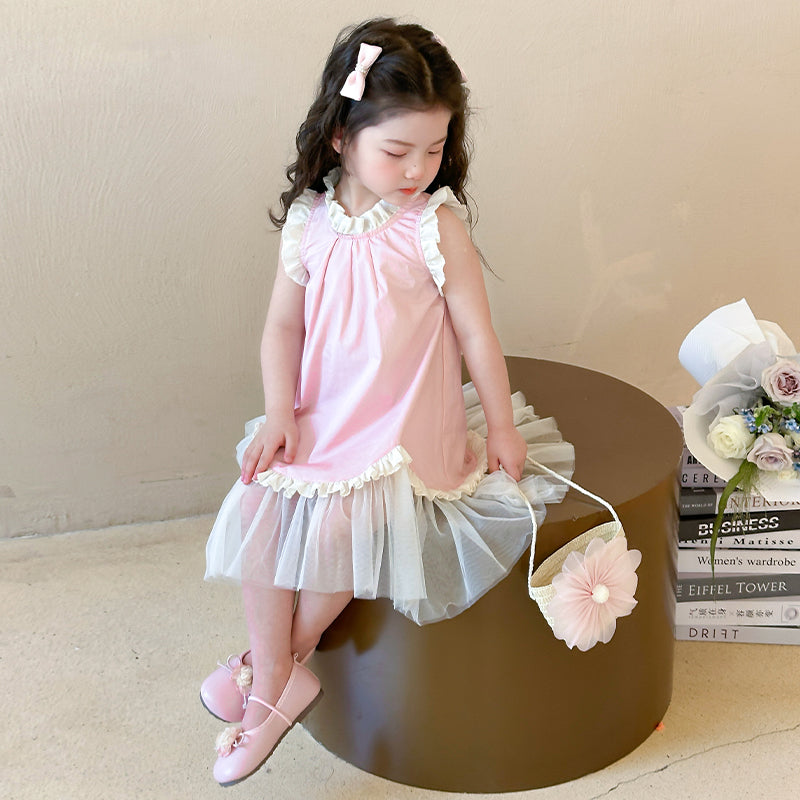 Girls Net A-Line Midi Dress