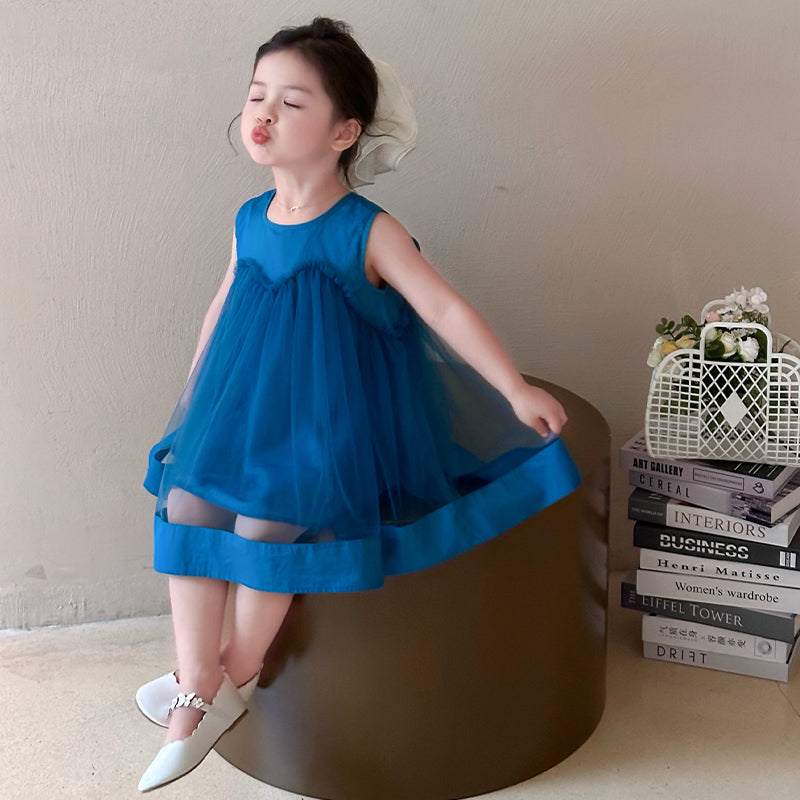 Girls Net A-Line Dress