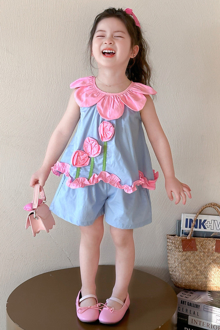 Girls Sleeveless Top with Shorts