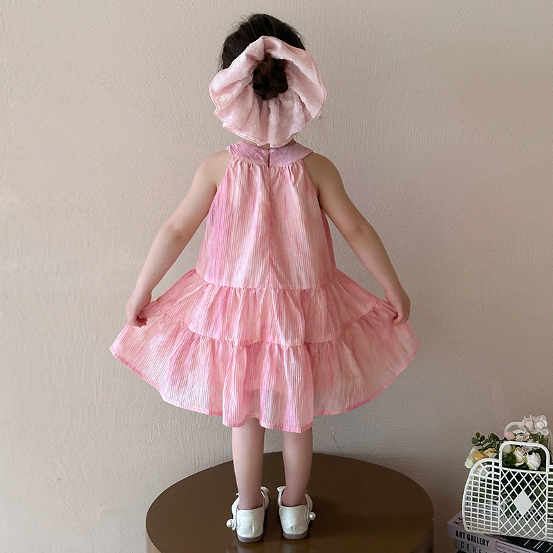 Kids-Girls Solid A-Line Midi Dress