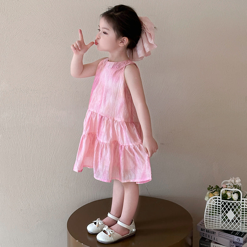 Kids-Girls Solid A-Line Midi Dress