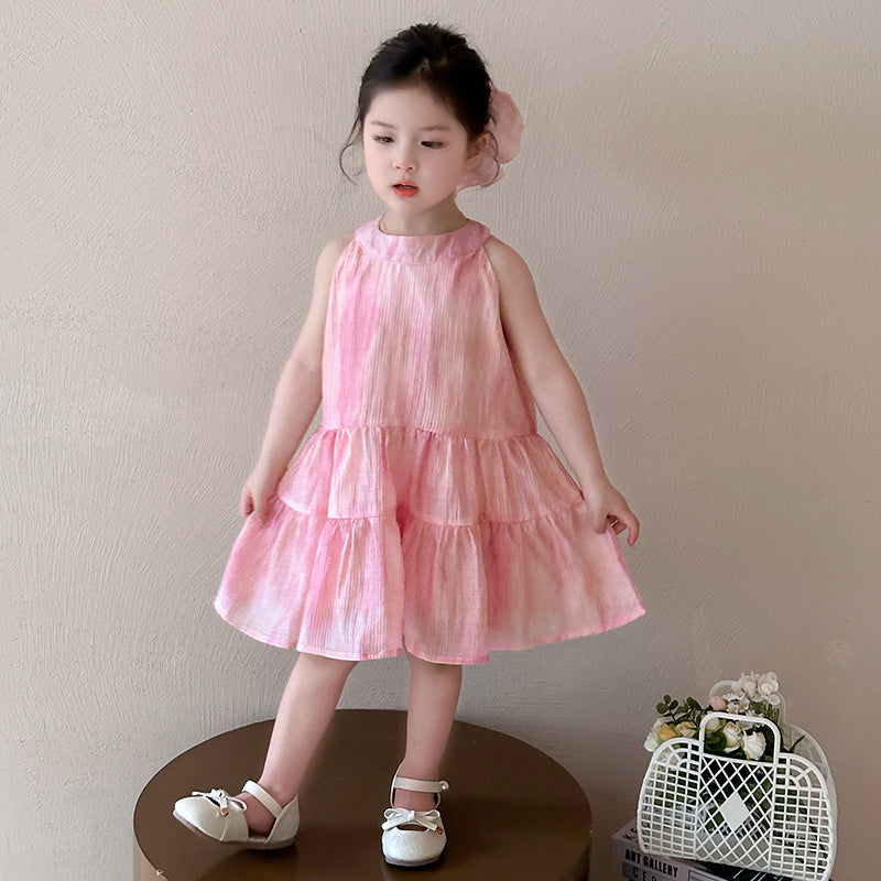 Kids-Girls Solid A-Line Midi Dress
