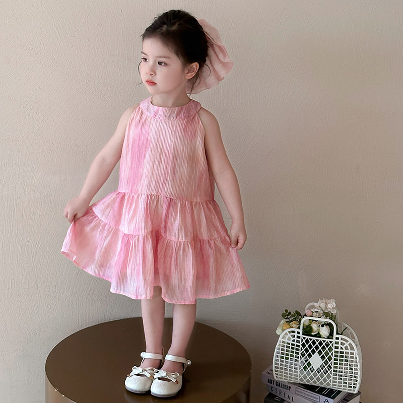 Kids-Girls Solid A-Line Midi Dress