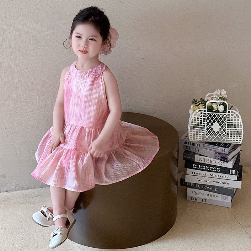 Kids-Girls Solid A-Line Midi Dress