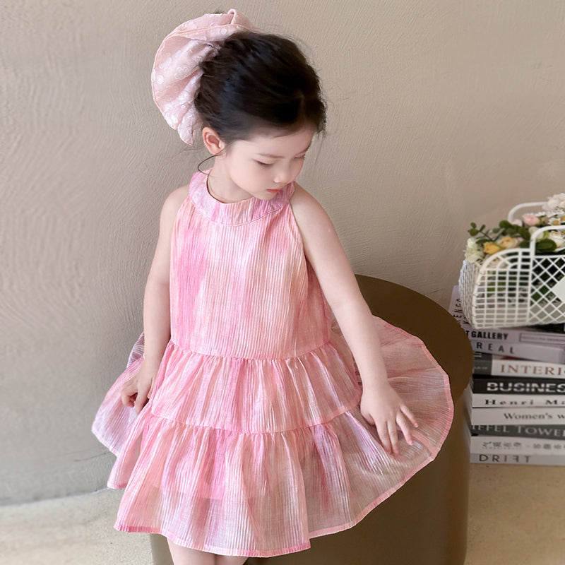 Kids-Girls Solid A-Line Midi Dress