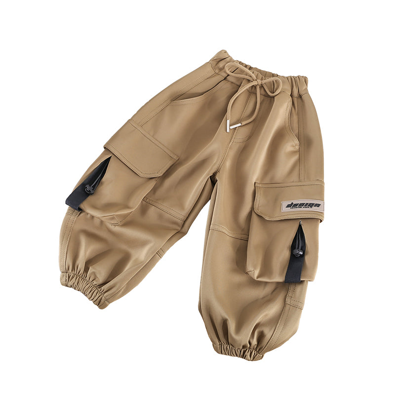 Boys Beige Relaxed Fit Clean Look Cropped Jogger Jeans