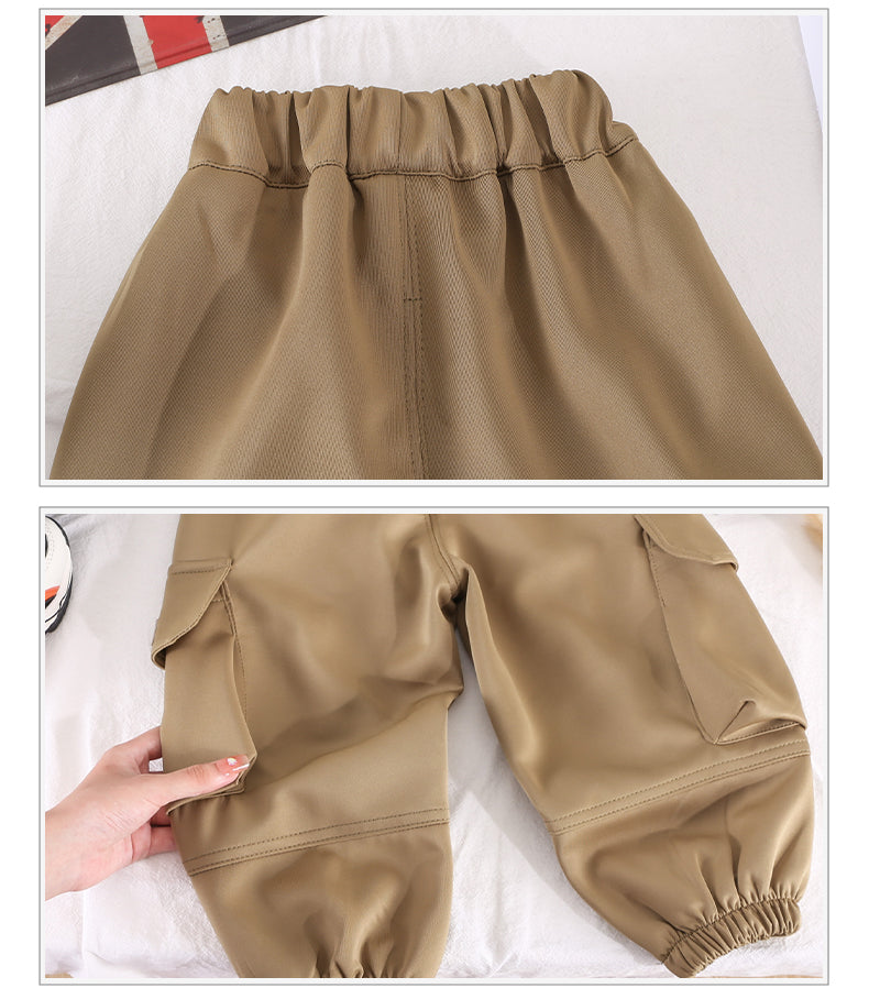 Boys Beige Relaxed Fit Clean Look Cropped Jogger Jeans
