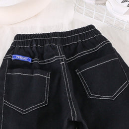 Boys Black Relaxed Fit Clean Look Stretchable Jeans