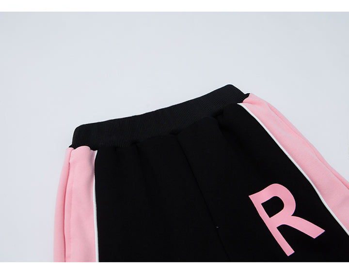 Girls Black and Oink Colourblocked Top with Trousers