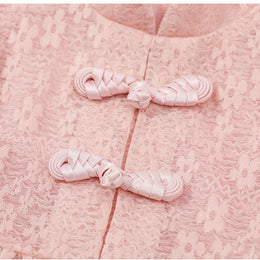 Girls Pink Self Design Cotton Fit & Flare Mini Dress