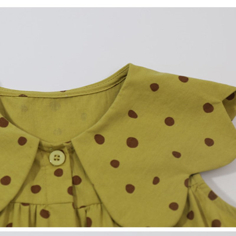 Green Polka Dot Printed Cotton A-Line Fit & Flare Dress