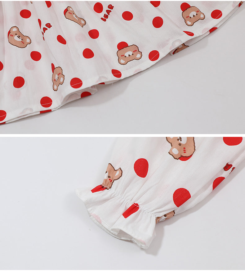 Girls White Conversational Printed Round Neck Fit & Flare Dress