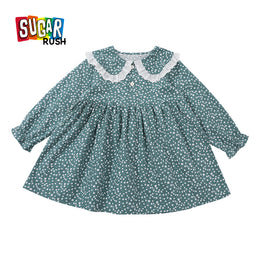 Girls Polka Dots Printed Ruffled A-Line Fit & Flare Dress