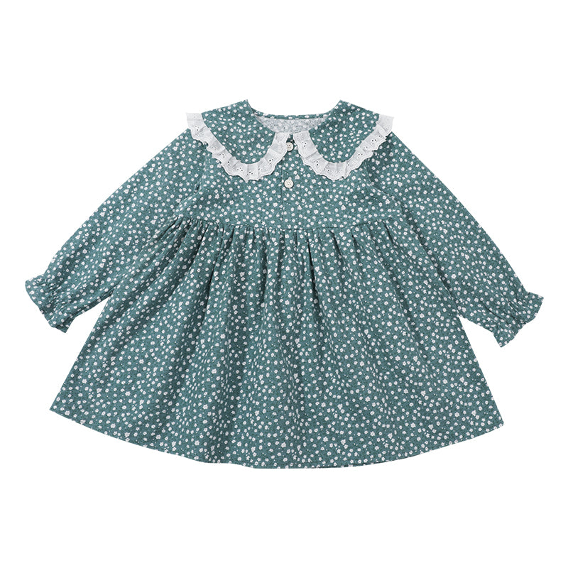 Girls Polka Dots Printed Ruffled A-Line Fit & Flare Dress