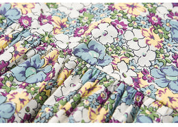 Girls Green Floral Print Puff Sleeve Ruffled Cotton Fit & Flare Dress