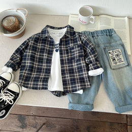 Boys Tartan Checks Opaque Casual Shirt