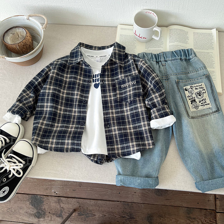 Boys Tartan Checks Opaque Casual Shirt