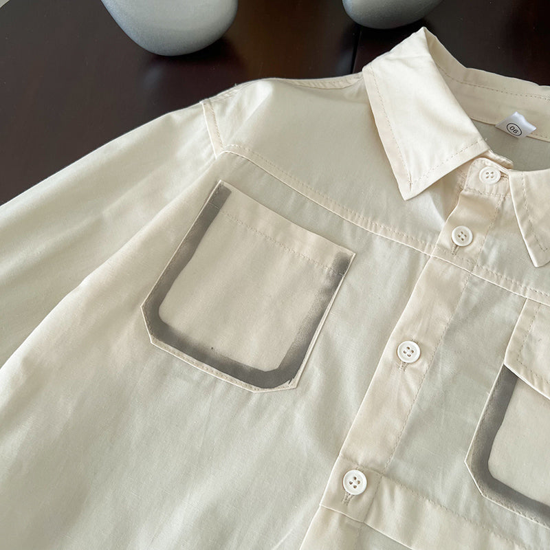 Unisex Kids Spread Collar Typography Printed Cotton Casual Shirt