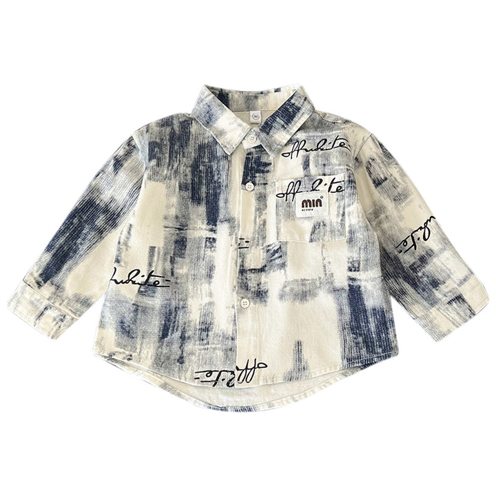 Boys Spread Collar Abstract Printed Cotton Casual Shirt