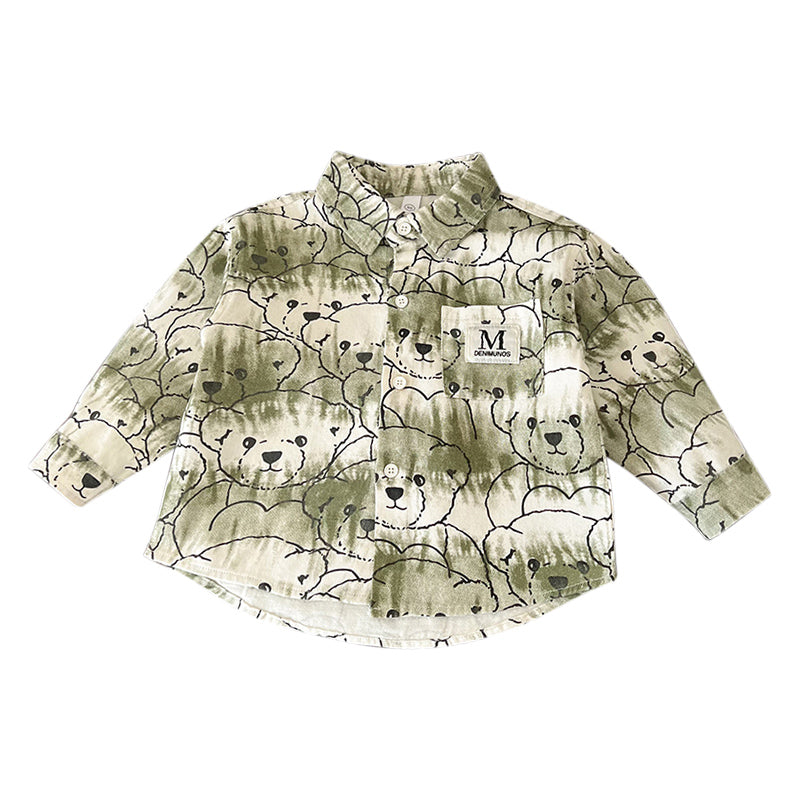 Boys Spread Collar Graphic Printed Cotton Casual Shirt