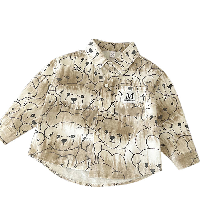 Boys Spread Collar Graphic Printed Cotton Casual Shirt