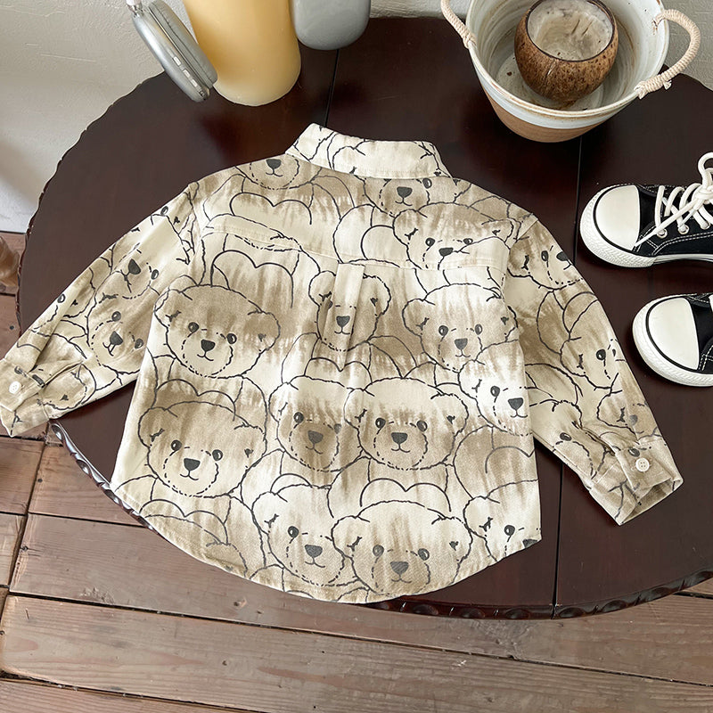 Boys Spread Collar Graphic Printed Cotton Casual Shirt