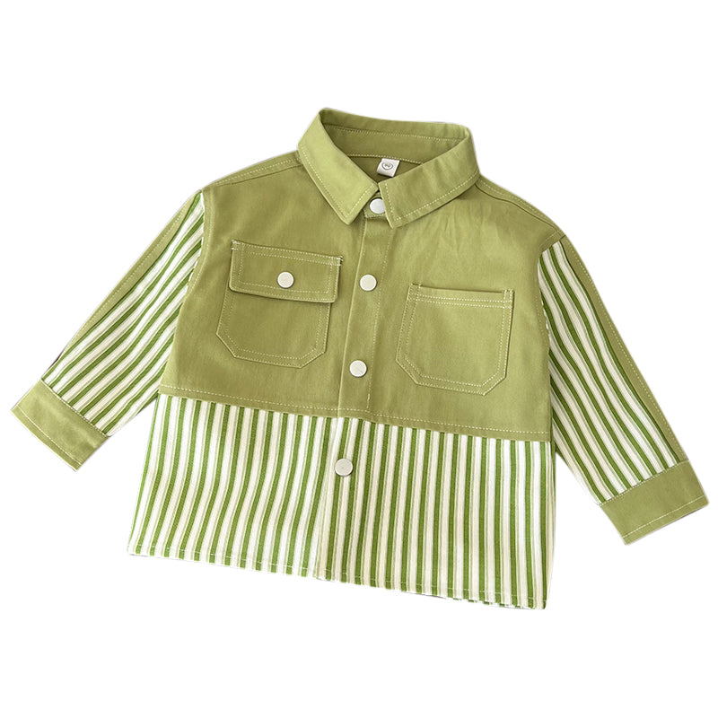 Boys Vertical Striped Cotton Casual Shirt