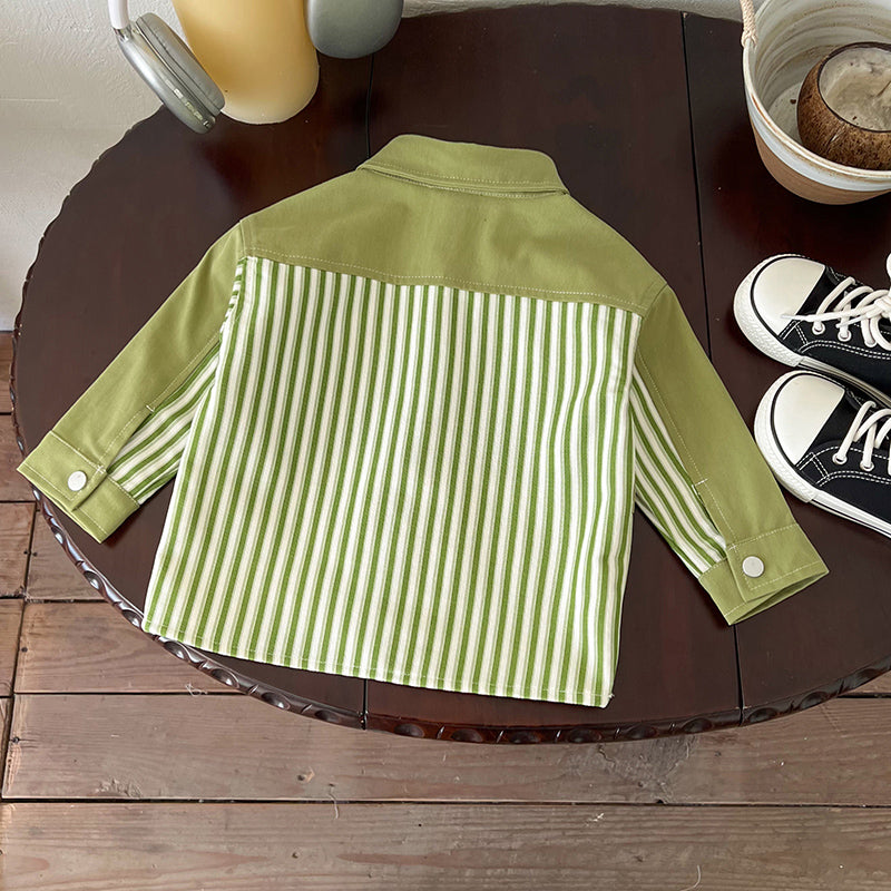 Boys Vertical Striped Cotton Casual Shirt