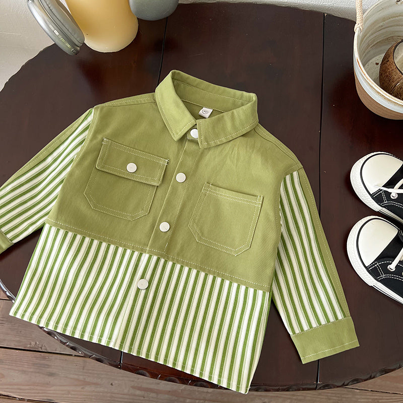 Boys Vertical Striped Cotton Casual Shirt