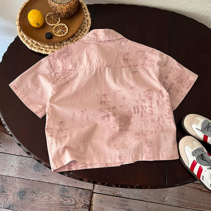 Boys Typography Printed Cutaway Collar Cotton Shirt