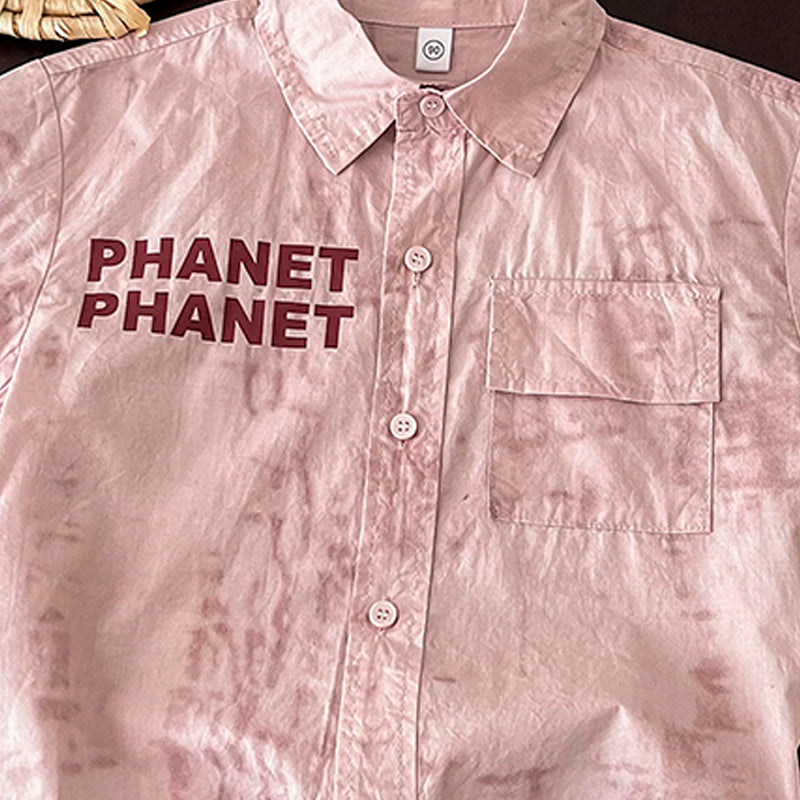Boys Typography Printed Cutaway Collar Cotton Shirt