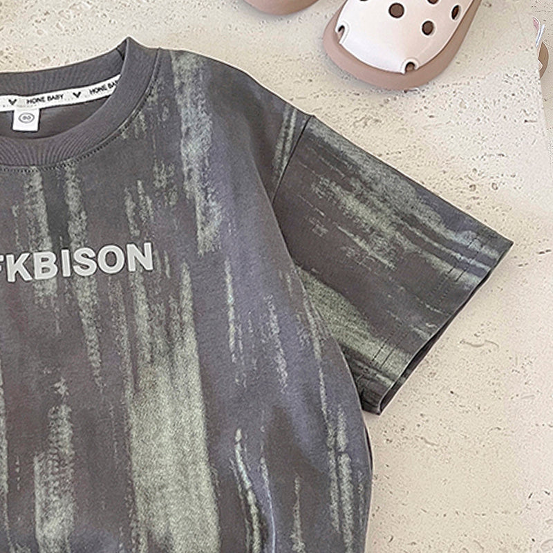 Boys Tie and Dye Printed Round Neck Short Sleeves Cotton T-shirt