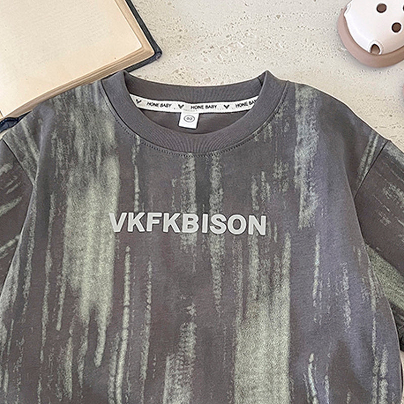 Boys Tie and Dye Printed Round Neck Short Sleeves Cotton T-shirt
