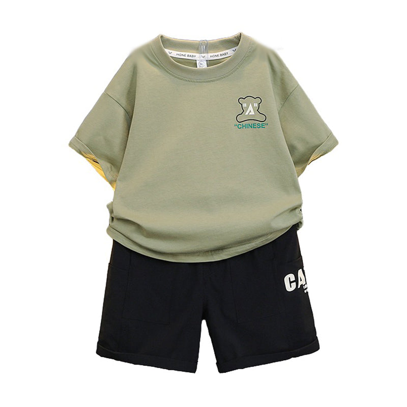 Boys Printed Pure Cotton T-shirt with Shorts