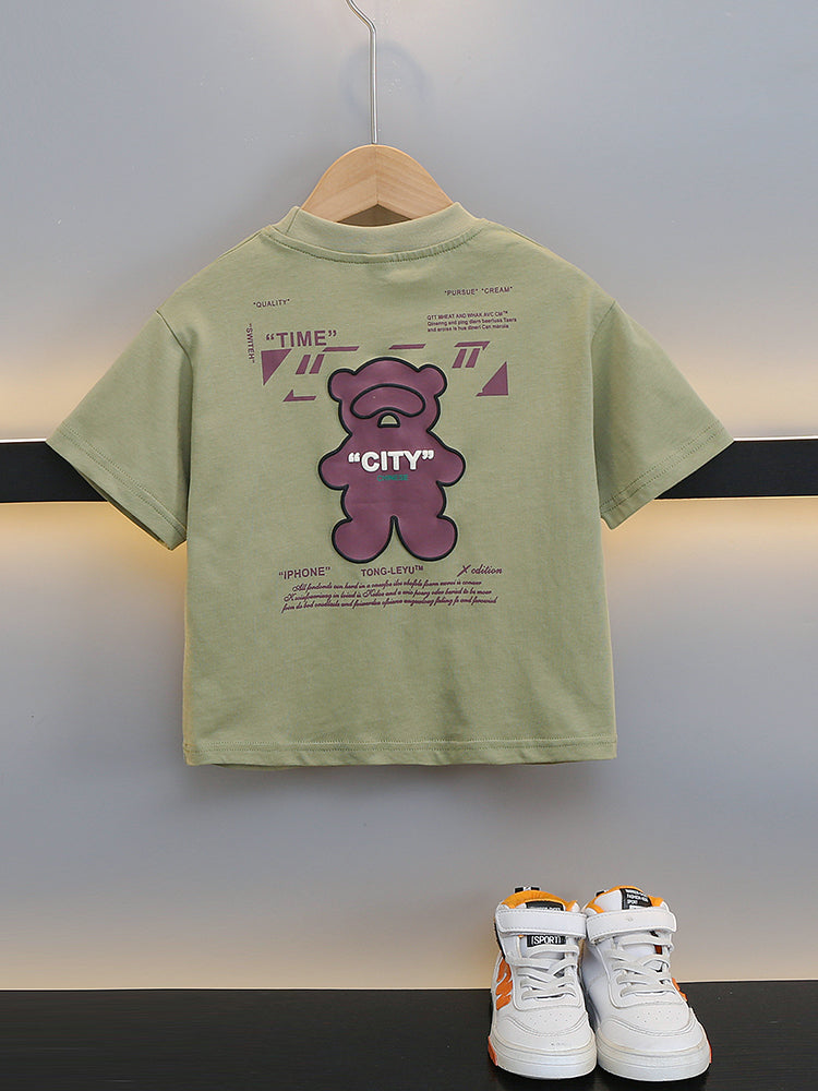 Boys Printed Pure Cotton T-shirt with Shorts