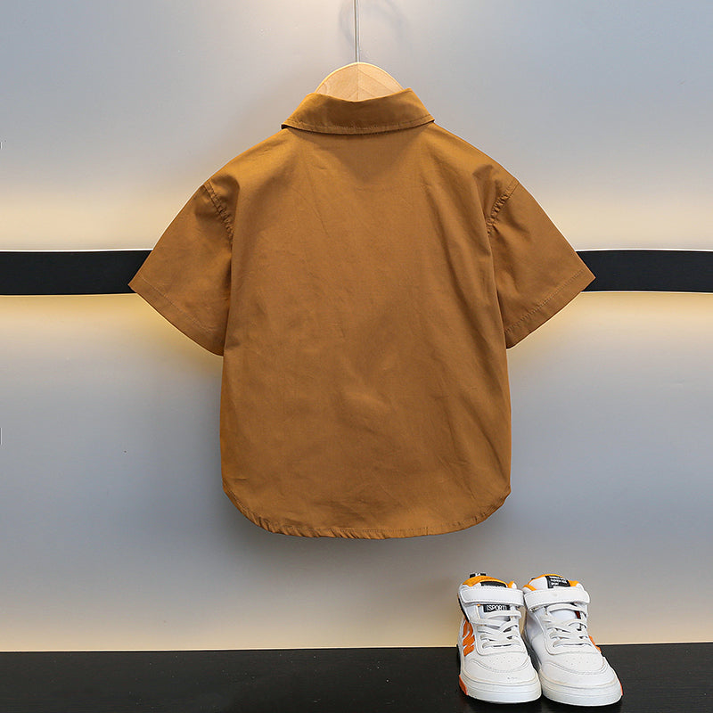 Boys Solid Spread Collar Casual Shirt