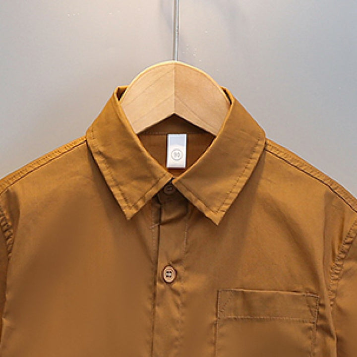 Boys Solid Spread Collar Casual Shirt