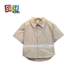 Boys Solid Spread Collar Casual Shirt