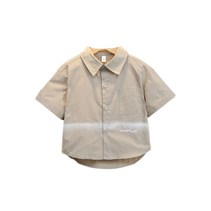 Boys Solid Spread Collar Casual Shirt