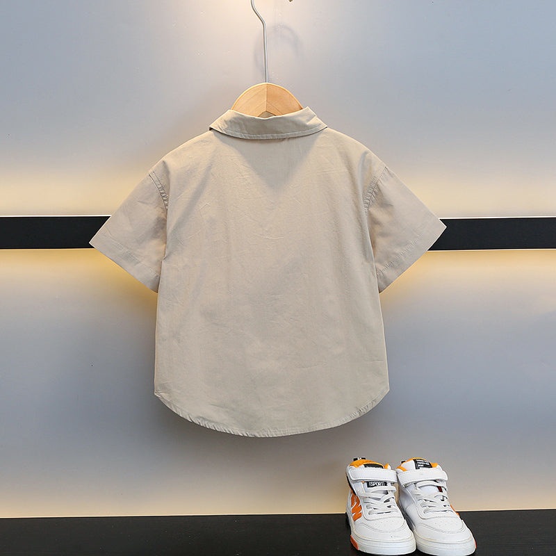 Boys Solid Spread Collar Casual Shirt