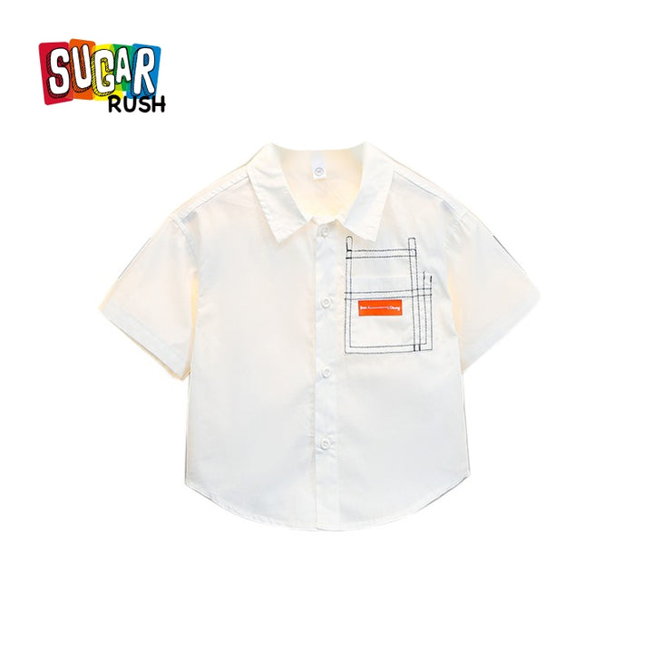 Boys Solid Spread Collar Casual Shirt